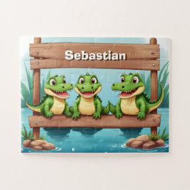 Quebra-cabeça Crianças crocodilo bonitas personalizadas