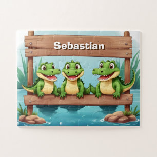 Quebra-cabeça Crianças crocodilo bonitas personalizadas