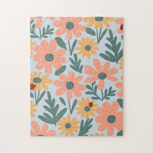 Quebra-cabeça crianças Cute Ladybug Bolinhas Daisy Flower Padrão