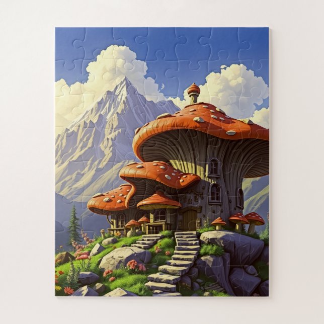 Quebra-cabeça Crianças de cogumelos de capim vermelho (Vertical)