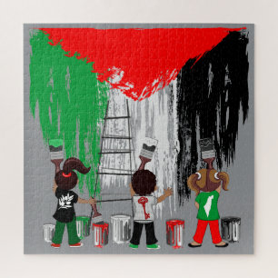 Quebra-cabeça Crianças de Gaza Pintando a Bandeira da Palestina