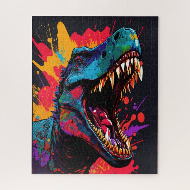 Quebra-cabeça Crianças do Dinossaur Blue T Rex (Vertical)