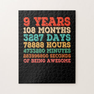 Quebra-cabeça Crianças Engraçadas Vintage 9º aniversário 9 anos