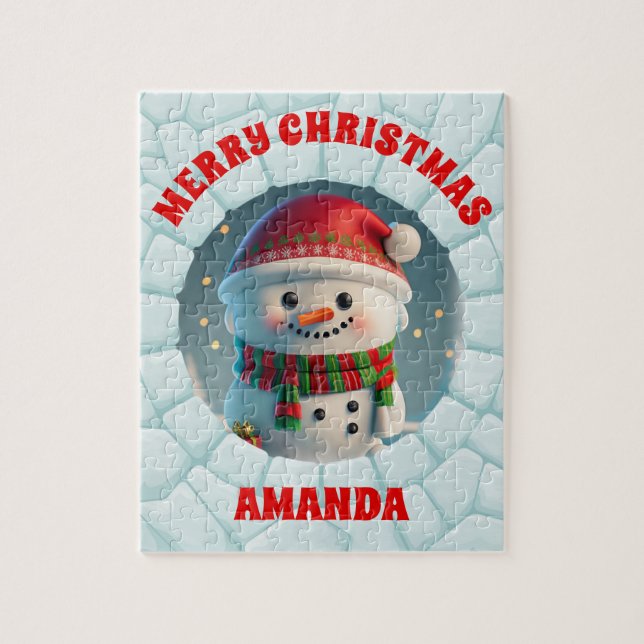 Quebra-cabeça Crianças Personalizadas do Natal do Snowman 3D (Vertical)
