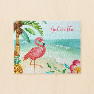 Quebra-cabeça Crianças Personalizadas do Tropical Beach Flaming