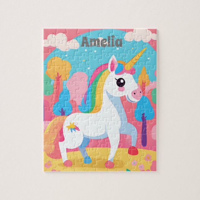 Quebra-cabeça Crianças Personalizadas do Unicorn (Vertical)