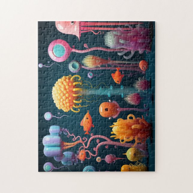 Quebra-cabeça Criaturas marinhas fantasistas em cores vibrantes (Vertical)