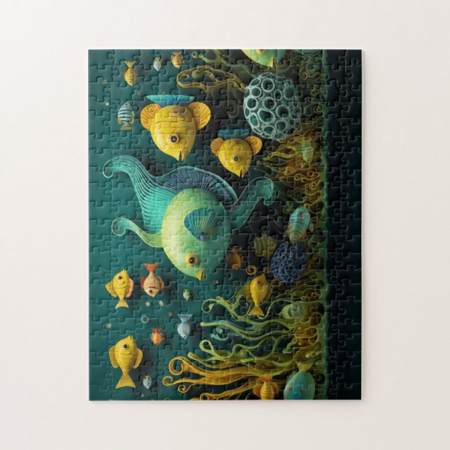 Quebra-cabeça Criaturas marinhas fantásticas e coloridas (Vertical)