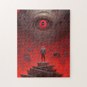 Quebra-cabeça Criaturas Oculares Arte de Horror Surreal