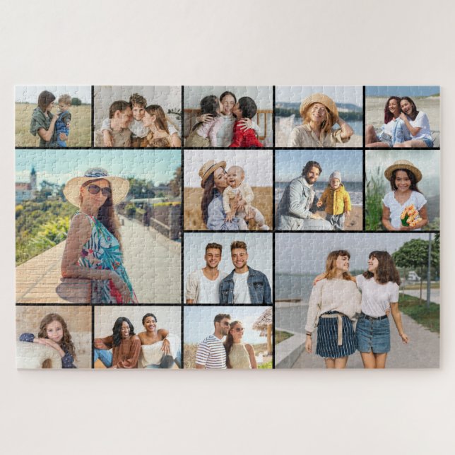 Quebra-cabeça Crie Sua Própria Colagem de 14 Fotos (Horizontal)