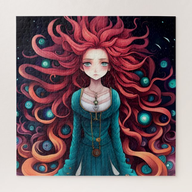 Quebra-cabeça Crimson Haired Anime Female (Vertical)