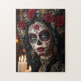 Quebra-cabeça Crimson Rose Calavera – Dia de Finados Elegante