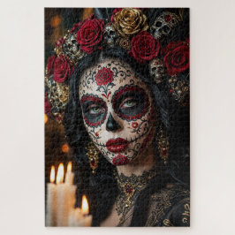 Quebra-cabeça Crimson Rose Calavera – Dia de Finados Elegante