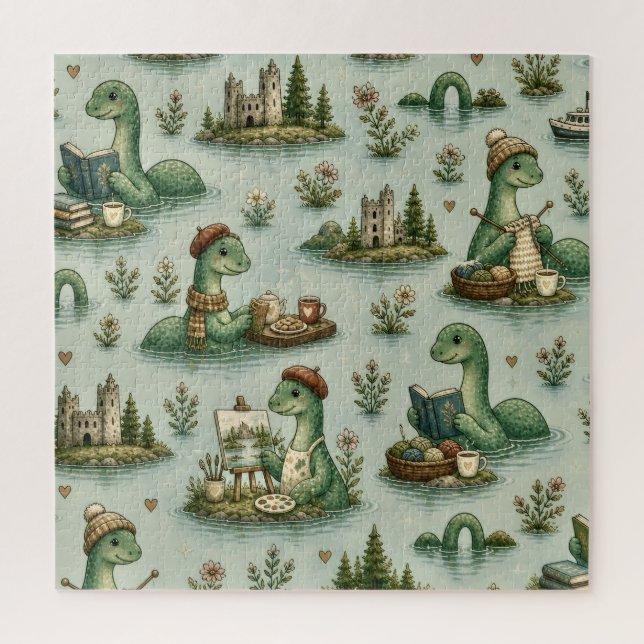 Quebra-cabeça Criptídeos Aconchegantes Nessie Monstro do Lago Ne (Vertical)