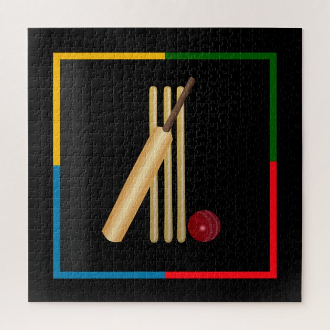 Quebra-cabeça Críquete, wicket, taco e bola,  (Vertical)