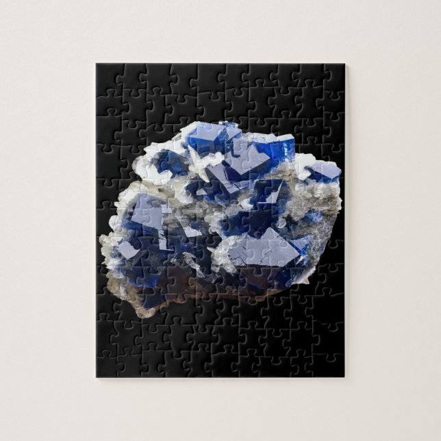 Quebra-cabeça Cristal Azul Profundo de Fluorito e Calcita Flasa (Vertical)