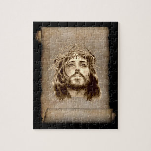 Quebra-cabeça Cristo de Jesus Coroa de Torns em Scroll
