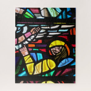 Quebra-cabeça cristo de vidro colorido