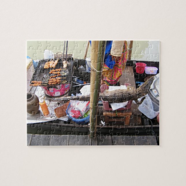 Quebra-cabeça Crocodilo CHURRASCO de carne ... Comida da rua Tai (Horizontal)