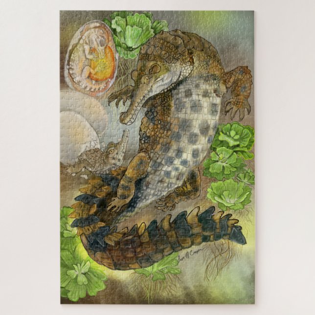 Quebra-cabeça Crocodilo Entalhado (Vertical)