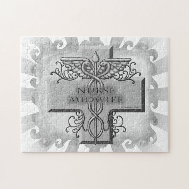 Quebra-cabeça Cross Caduceus Enfermeira Parteira (Horizontal)