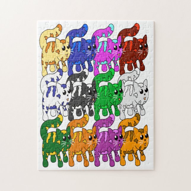 Quebra-cabeça Crowd de Kitten, Padrão Xmas Bonito (Vertical)