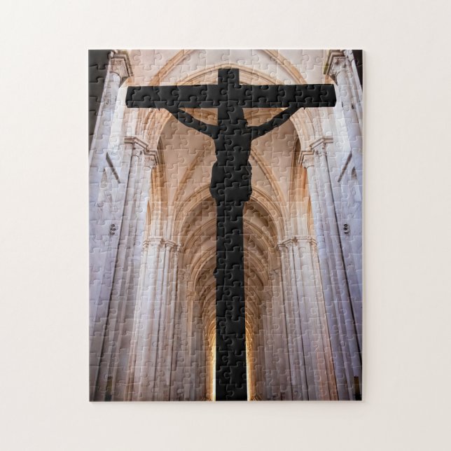 Quebra-cabeça Crucifixo com Jesus Cristo. Abadia de Alcobaca Gót (Vertical)