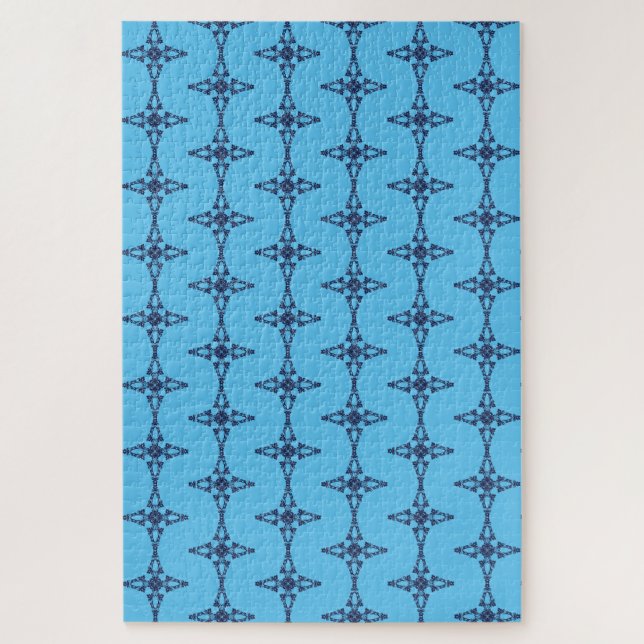 Quebra-cabeça Cruz Cristã em Arte Azul Celestial (Vertical)