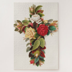 Quebra-cabeça Cruz de rosas, ilustração da era vitoriana