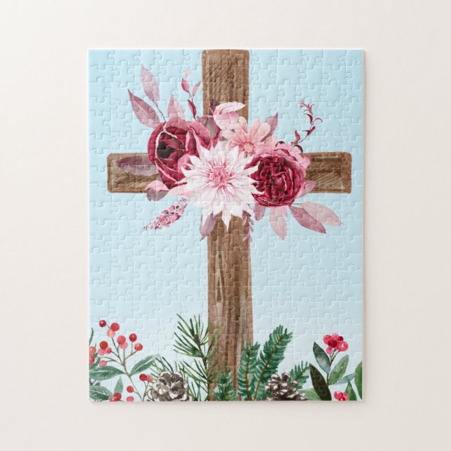 Quebra-cabeça Cruz e Flor Bonita (Vertical)