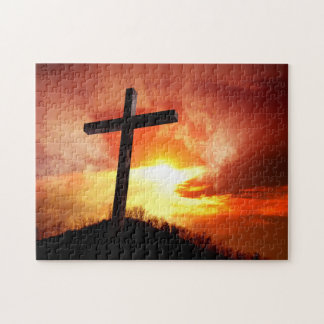 Quebra-cabeça Cruz Religiosa da Páscoa ao Pôr do Sol