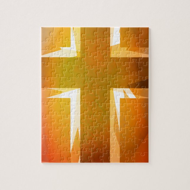 Quebra-cabeça Cruz religiosa vermelha e amarela (Vertical)