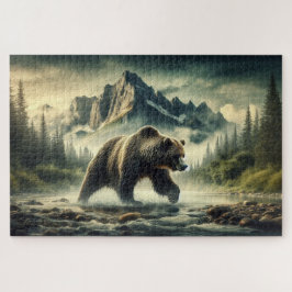 Quebra-cabeça Cruzamento Grizzly, Urso Grizzly, Paisagem Montanh