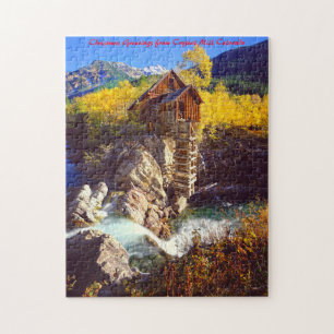Quebra-cabeça Crystal Mill Colorado.Saudação de Natal