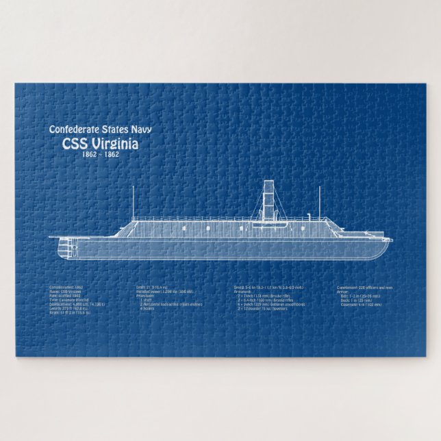 Quebra-cabeça CSS Virginia - Ship Blueprint Planos ABD (Horizontal)