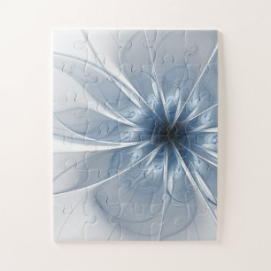Quebra-cabeça Cu de flor de fantasia fractal azul macio e tenra