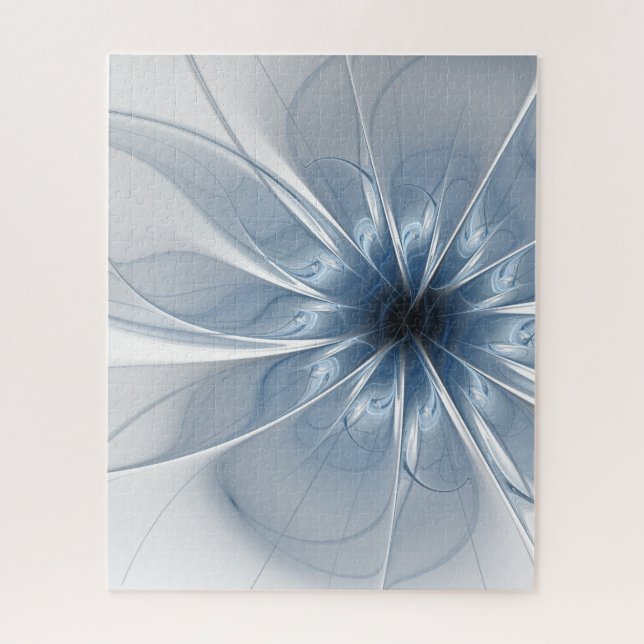 Quebra-cabeça Cu de flor de fantasia fractal azul macio e tenra (Vertical)