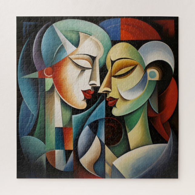 Quebra-cabeça Cubismo Casal feminino (Vertical)