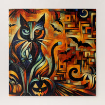 Cubismo Halloween Cat JigserQuebra-cabeça