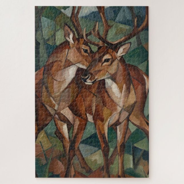 Quebra-cabeça Cubist Style Reindeer Jigsaw Puzzle (Vertical)