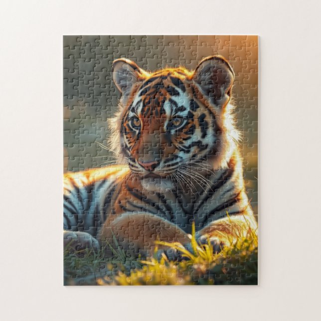 Quebra-cabeça Cubo Tiger no nascer do sol (Vertical)