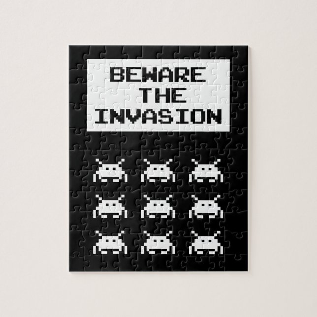 Quebra-cabeça Cuidado com a invasão, geek design (Vertical)