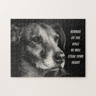 Quebra-cabeça Cuidado com o cão, foto personalizada de animais d