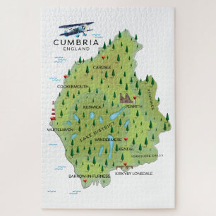 Quebra-cabeça Cumbria England Map poster de viagens.