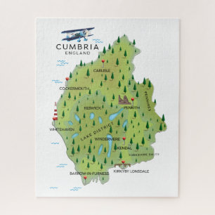Quebra-cabeça Cumbria England Map poster de viagens.