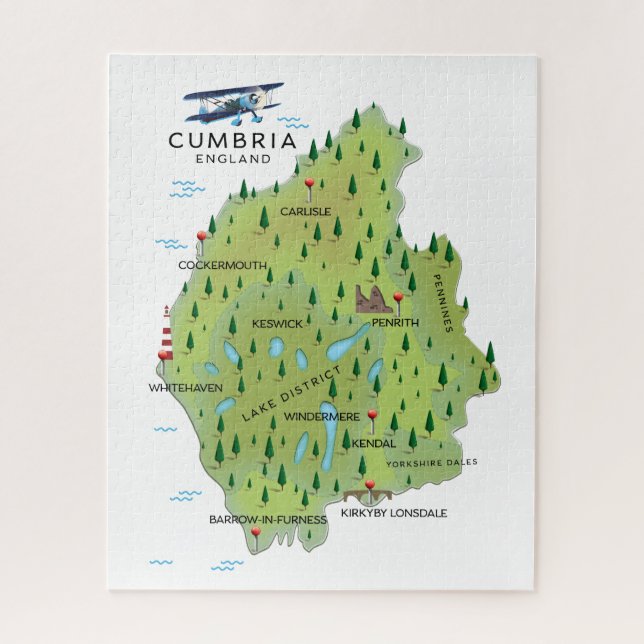 Quebra-cabeça Cumbria England Map poster de viagens. (Vertical)