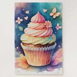 Quebra-cabeça Cupcake de pintura por aquarela
