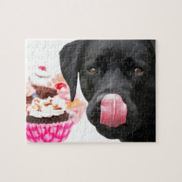 Quebra-cabeça Cupcake e Labrador Preto