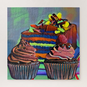 Quebra-cabeça Cupcakes e bolo Ainda a vida Abstrato