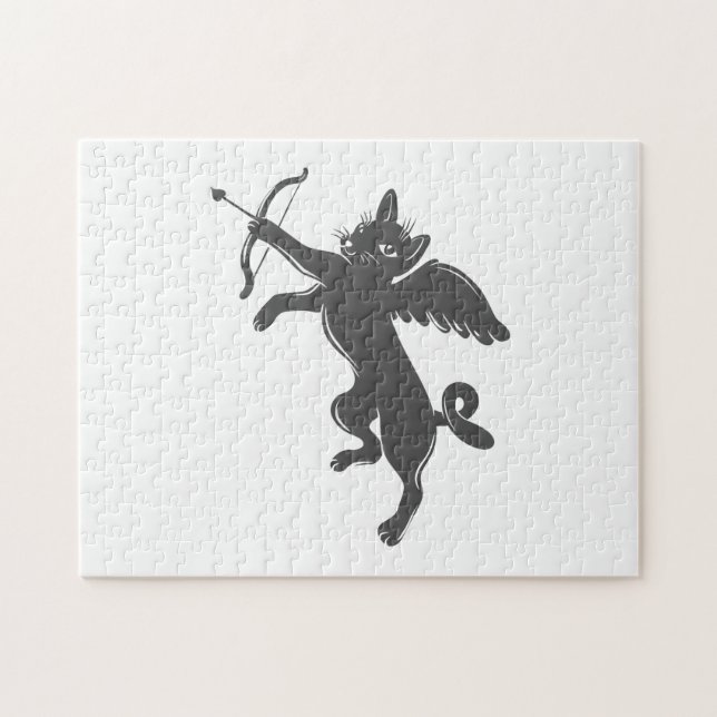Quebra-cabeça cupid do gato - Escolha a cor de fundo (Horizontal)
